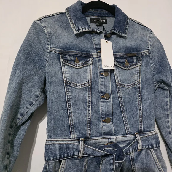Retrofete Kerry Romper Blue Denim Jumpsuit Romper - S - NWT - Picture 4 of 9